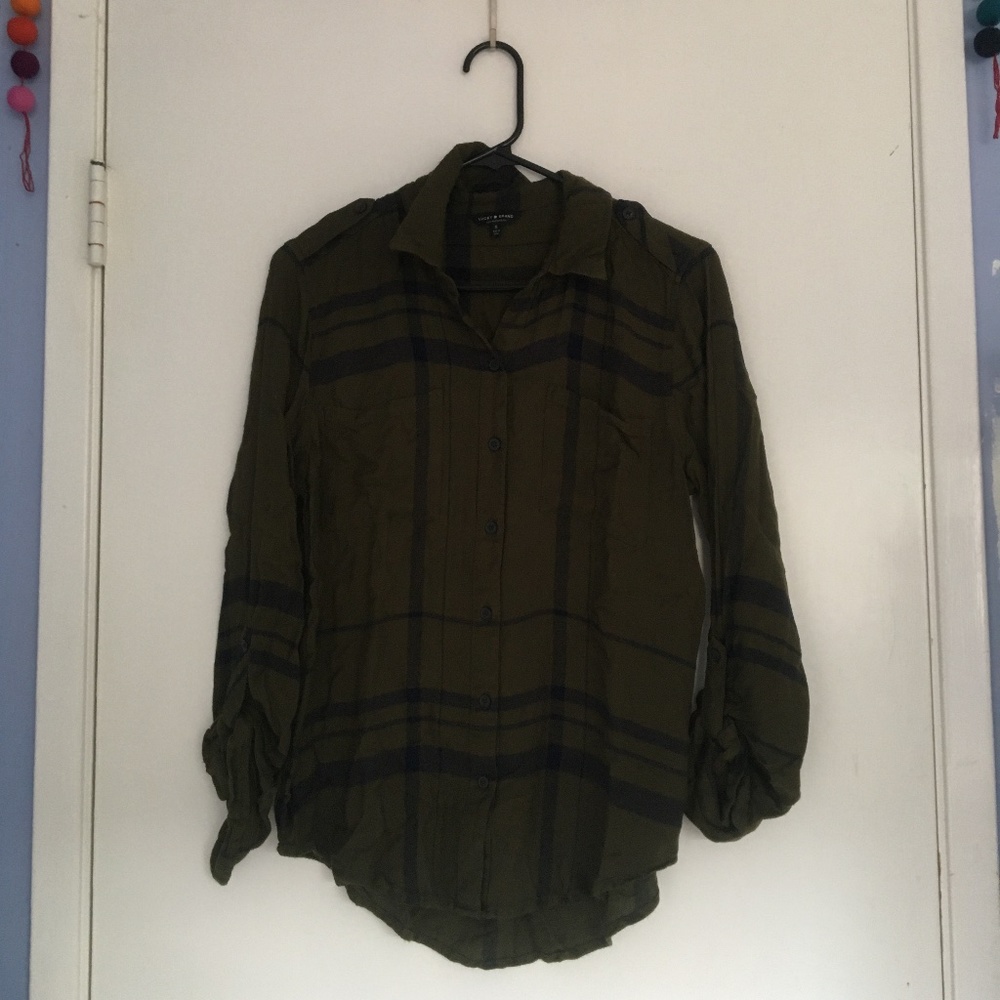 LUCKY BRAND- Green flannel
